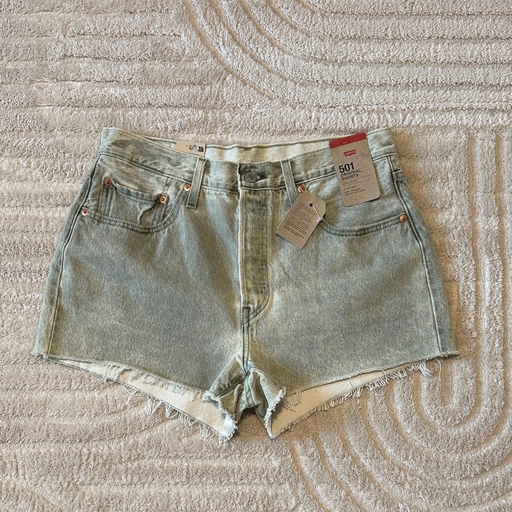 Levi's Women's 501 Original Blue Jean Shorts in a light wash.